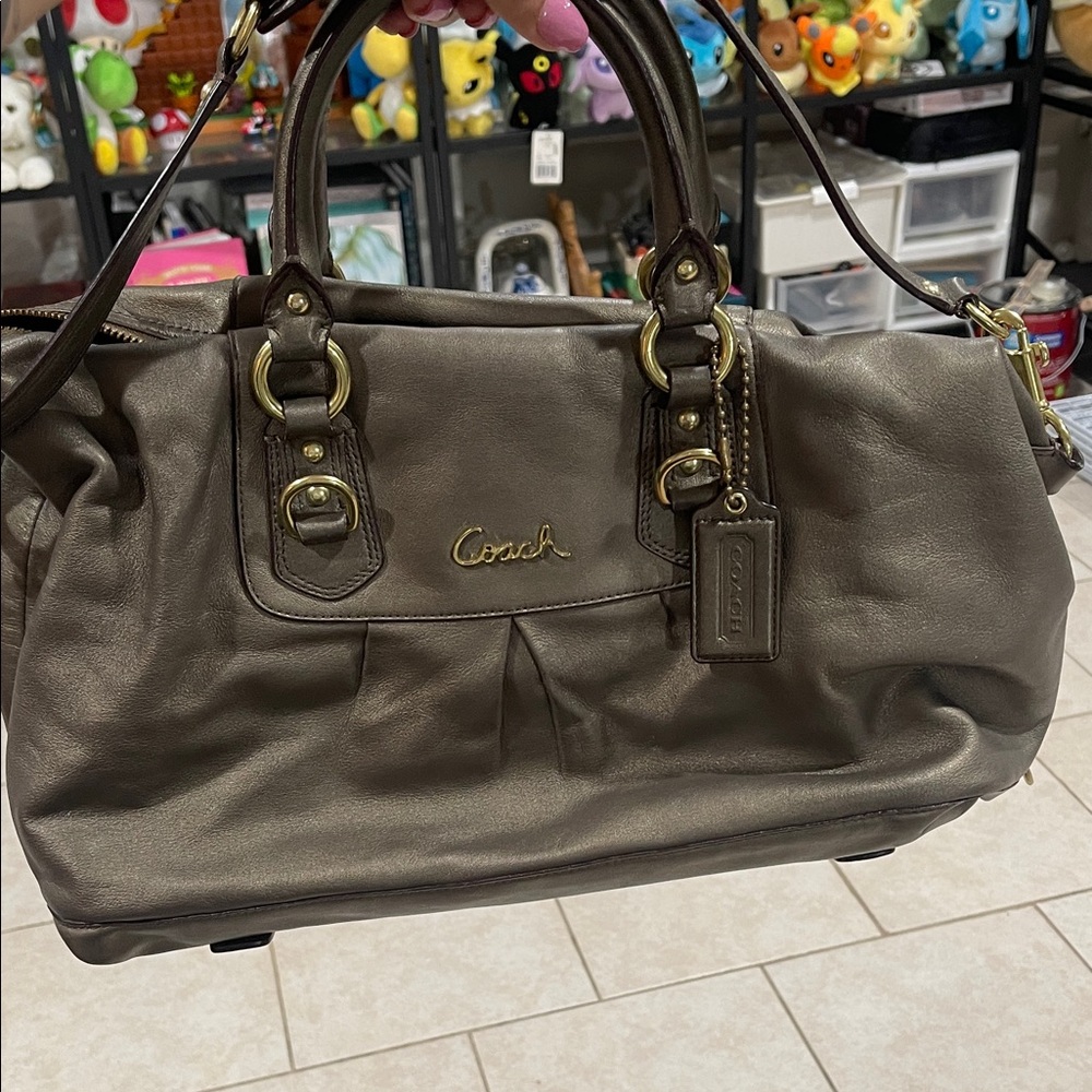 Coach Metallic Brown Leather Satchel